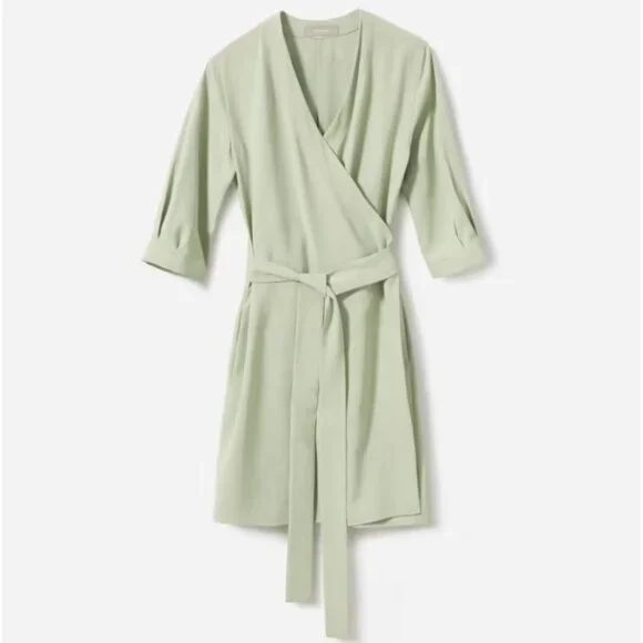 Everlane | Dresses | Everlane The Japanese Goweave Longsleeve Mini Wrap  Dress In Mint Womens 4 Nwot | Poshmark
